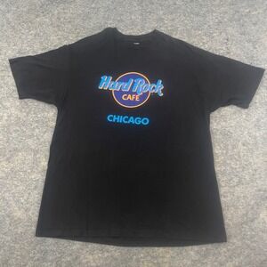 VTG 90s Hard Rock Cafe Chicago T-Shirt Hanes Beefy T USA Made Black Adult XL